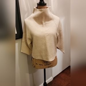 High neck boucle crop sweater